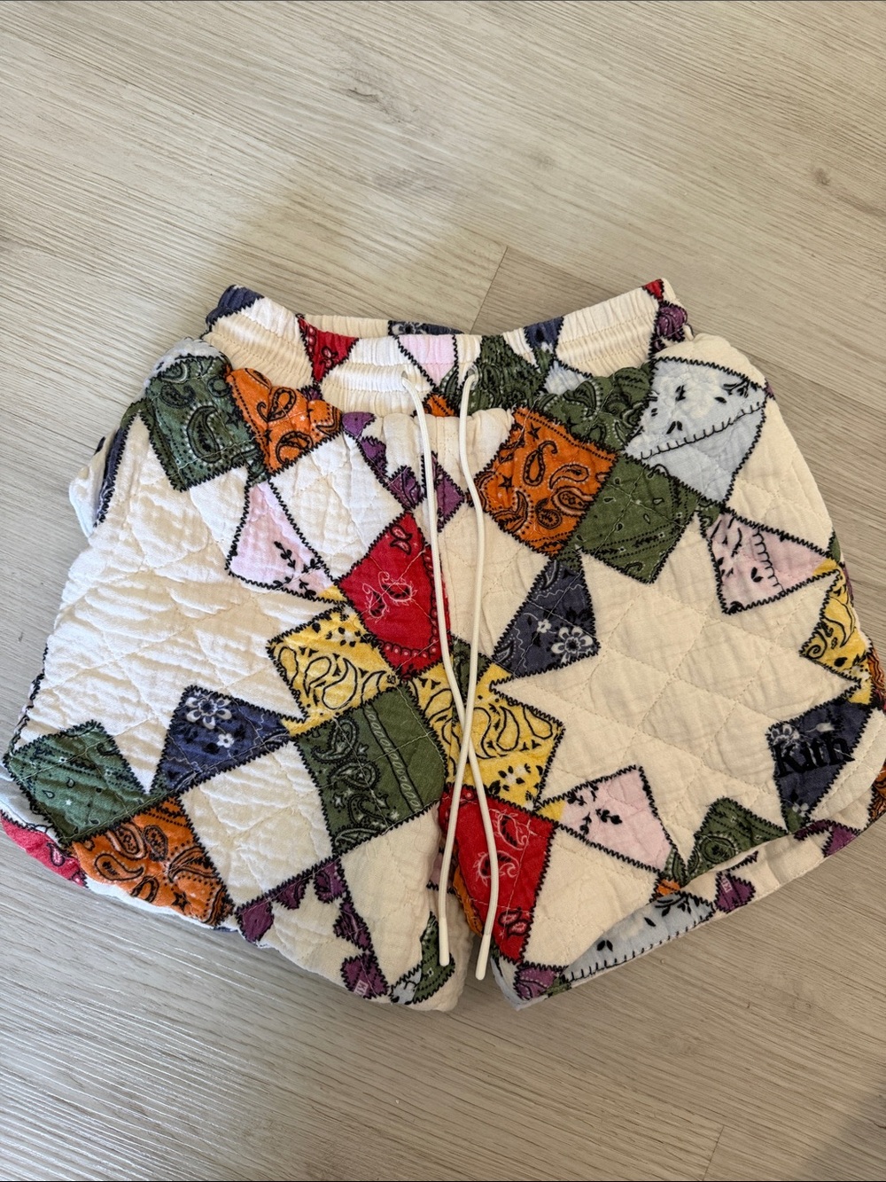 Patchwork Bandana Quilted Shorts - Multicolor